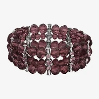 1928 Silver-Tone Womens Purple Round Stretch Bracelet
