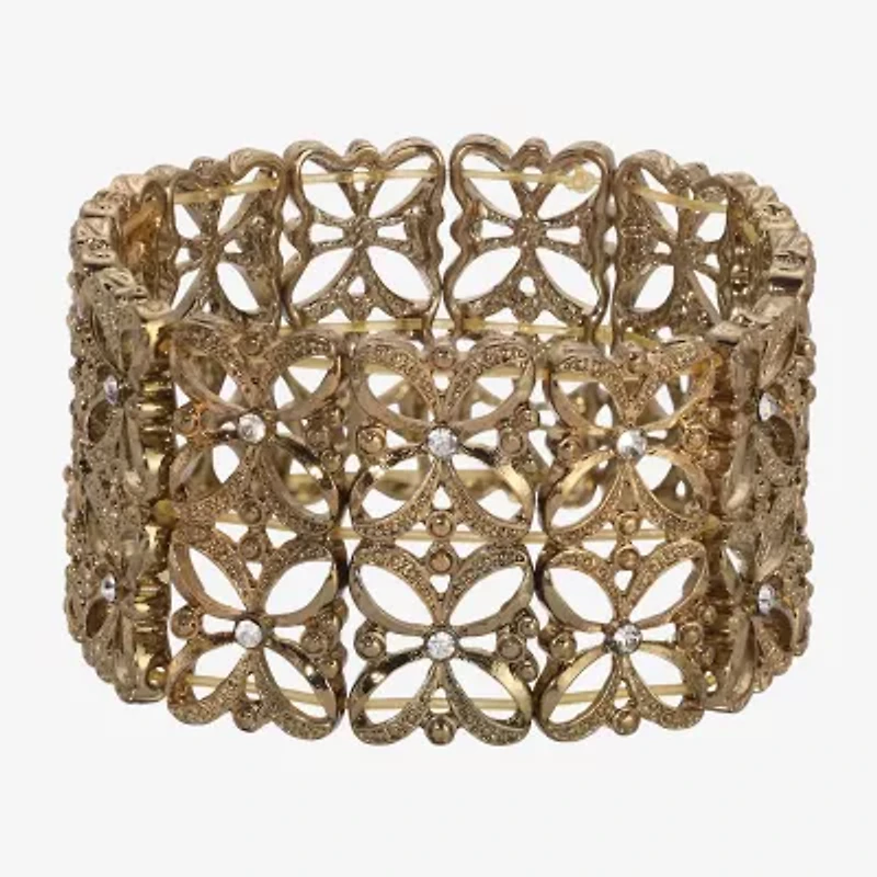 1928 Gold Tone Womens Round Stretch Bracelet
