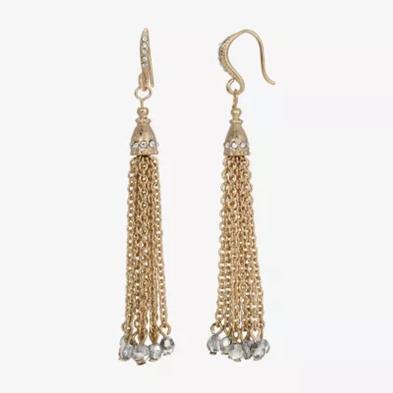 1928 Gold Tone Tassel Womens Drop Earrings