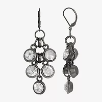 1928 Silver Tone Womens Gray Round Chandelier Earrings