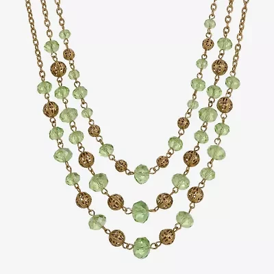 1928 Gold-Tone Womens 16 Inch Beaded Necklace