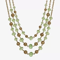 1928 Gold-Tone Womens Green 16 Inch Beaded Necklace
