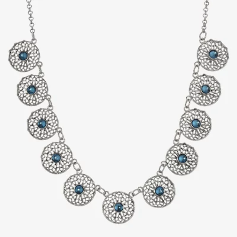 1928 Silver-Tone Womens 16 Inch Collar Necklace