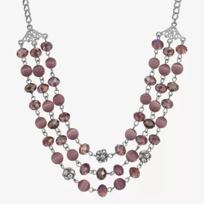 1928 Silver-Tone Womens 16 Inch Beaded Necklace