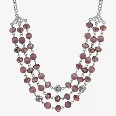 1928 Silver-Tone Womens 16 Inch Beaded Necklace