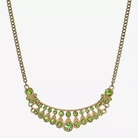 1928 Gold-Tone Womens Green 16 Inch Collar Necklace