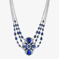 1928 Silver-Tone Womens Blue 15 Inch Statement Necklace