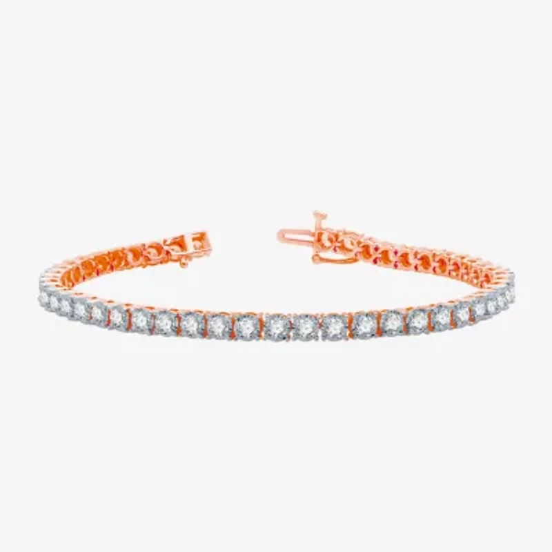Womens 5 CT. T.W. Natural White Diamond 10K Rose Gold 7.5 Inch Tennis Bracelet