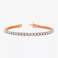 Womens 5 CT. T.W. Natural White Diamond 10K Rose Gold 7.5 Inch Tennis Bracelet