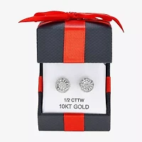 TruMiracle® 1/2 CT. T.W. Round White Natural Diamond 10K Gold Stud Earrings