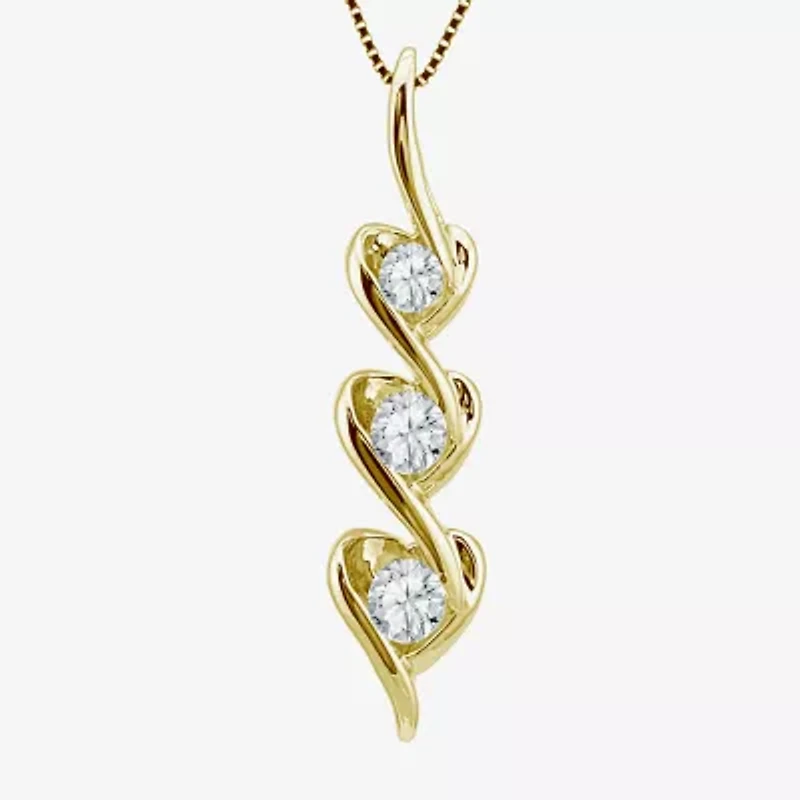 Sirena Womens 1/5 CT. T.W. Natural White Diamond 14 Gold Heart Pendant Necklace