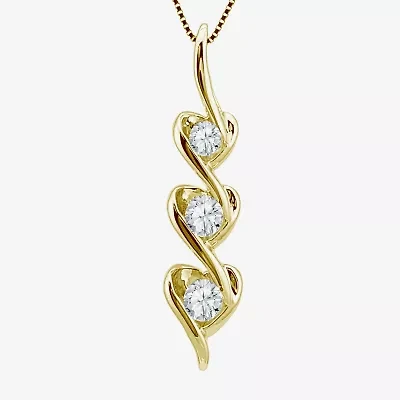 Sirena Womens 1/5 CT. T.W. Natural White Diamond 14 Gold Heart Pendant Necklace