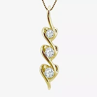 Sirena Womens 1/5 CT. T.W. Natural White Diamond 14 Gold Heart Pendant Necklace