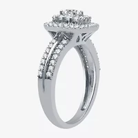 Signature By Modern Bride Womens 1 1/4 CT. T.W. Natural Diamond 10K White Gold Cushion Side Stone Halo Bridal Set