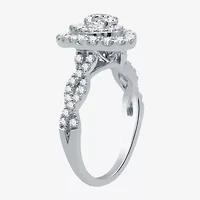 Signature By Modern Bride (G / Si1 - Si2) Womens 1 1/2 CT. T.W. Lab Grown White Diamond 10K Gold Side Stone Halo Bridal Set