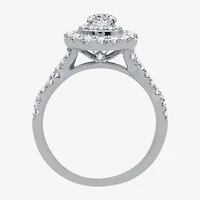 Signature By Modern Bride (G / Si1 - Si2) Womens 1 1/2 CT. T.W. Lab Grown White Diamond 10K Gold Side Stone Halo Bridal Set
