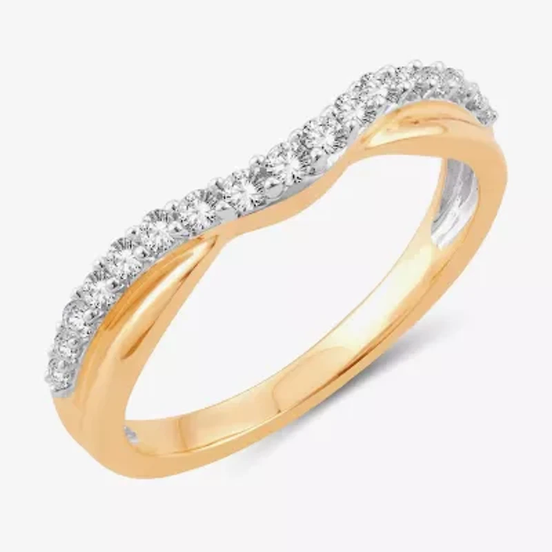 1/4 CT.T.W. Natural Diamond 10K or 14K Gold Curved Wedding Band