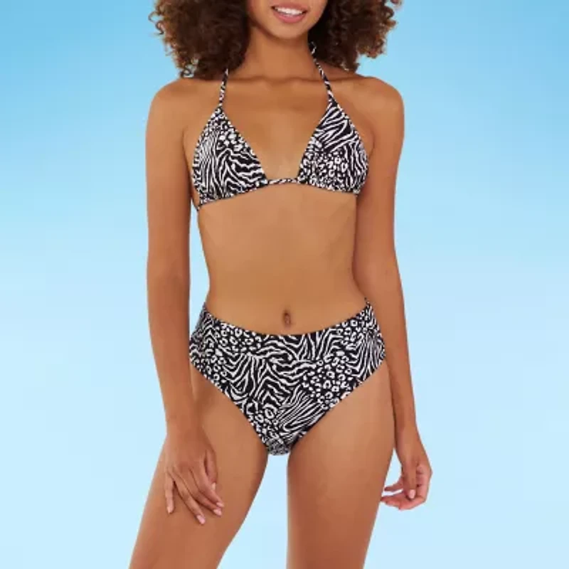 Decree Essentials Adjustable Straps Animal Juniors Triangle Bikini Swimsuit Top
