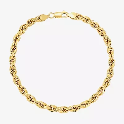Mens 10K Gold 9 Inch Hollow Chain Bracelet