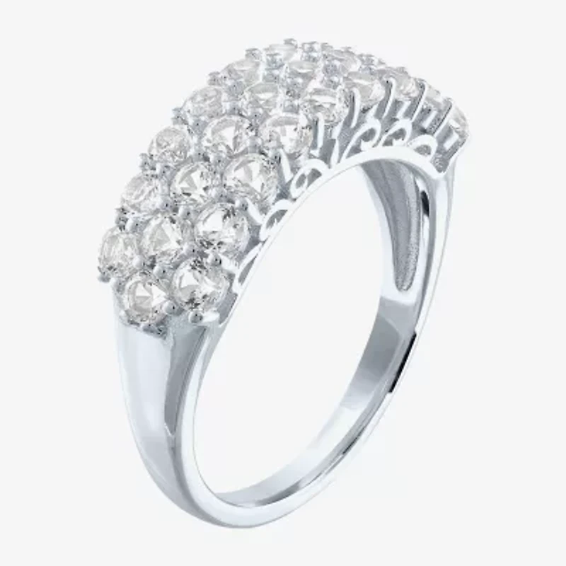 Yes, Please! Womens Lab Created White Sapphire Sterling Silver Band