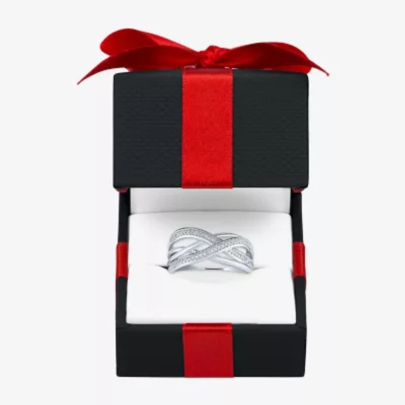 Yes, Please! Womens 1/10 CT. T.W. Natural Diamond Sterling Silver Crossover Band