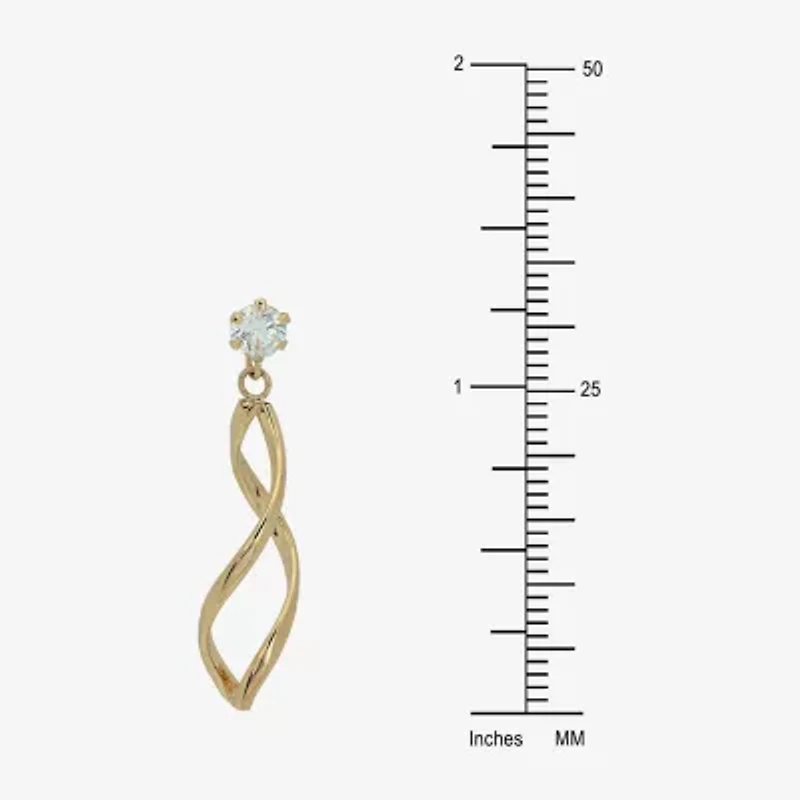 Womens Lab Created Cubic Zirconia 14K Gold Drop Earrings