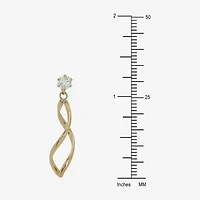 Womens Lab Created Cubic Zirconia 14K Gold Drop Earrings