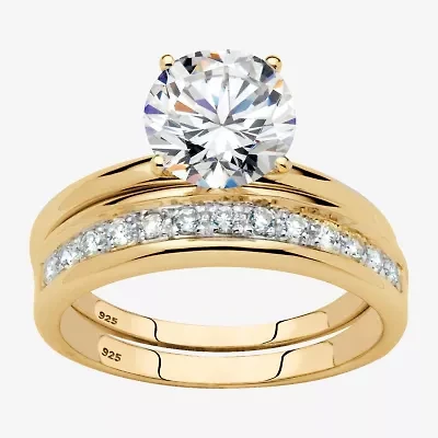 DiamonArt® Womens 2 1/5 CT. T.W. White Cubic Zirconia 18K Gold Over Silver Bridal Set
