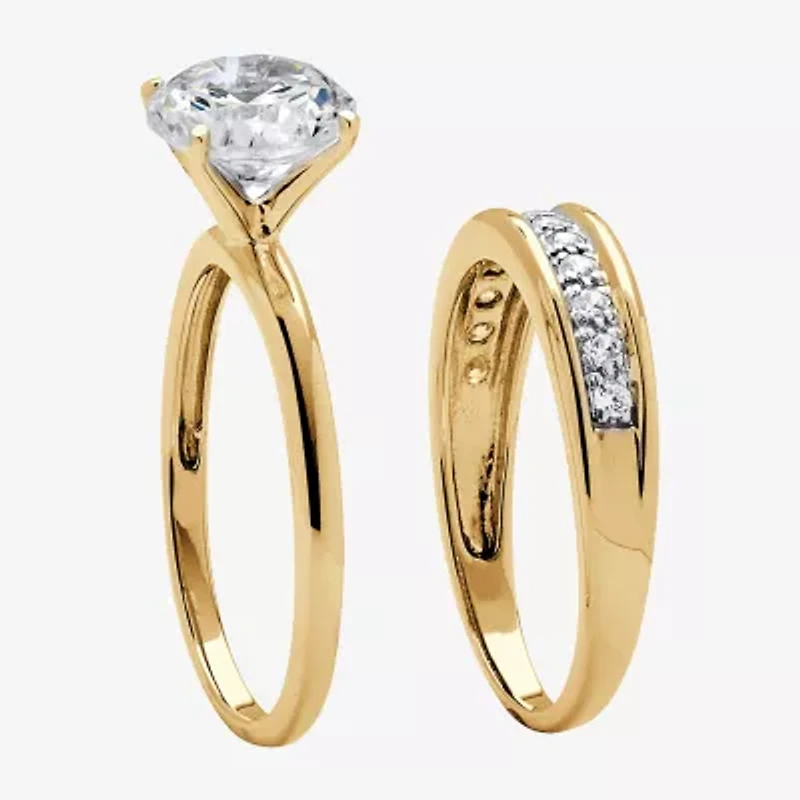 DiamonArt® Womens 2 1/5 CT. T.W. White Cubic Zirconia 18K Gold Over Silver Bridal Set