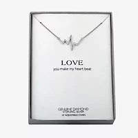 Diamond Accent Heartbeat Womens Diamond Accent Natural White Diamond Sterling Silver 18 Inch Pendant Necklace
