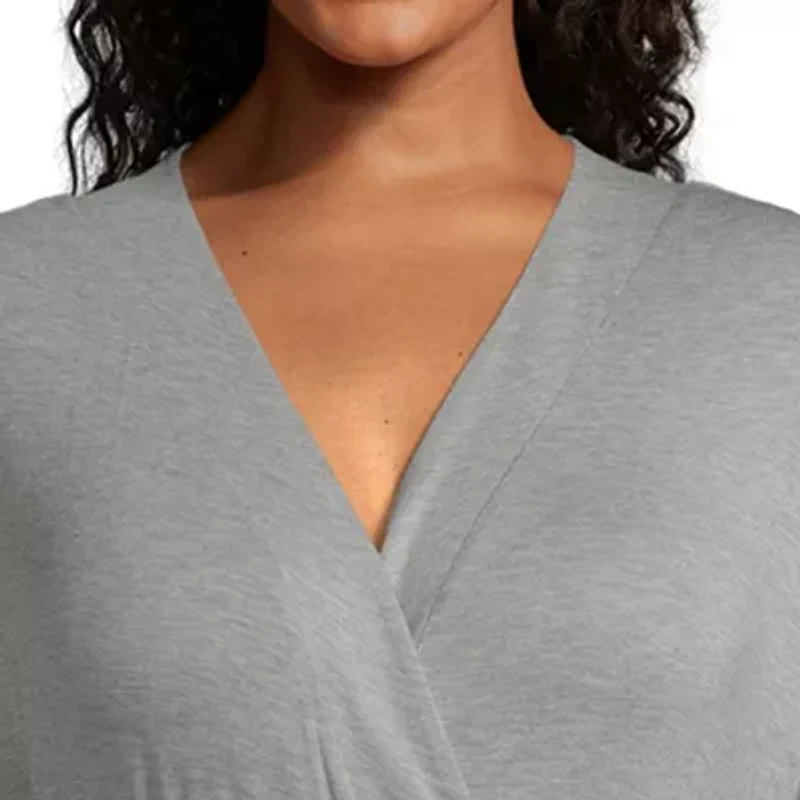 Ambrielle Womens-Plus Kimono Robe 3/4 Sleeve Knee Length