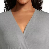 Ambrielle Womens-Plus Kimono Robe 3/4 Sleeve Knee Length