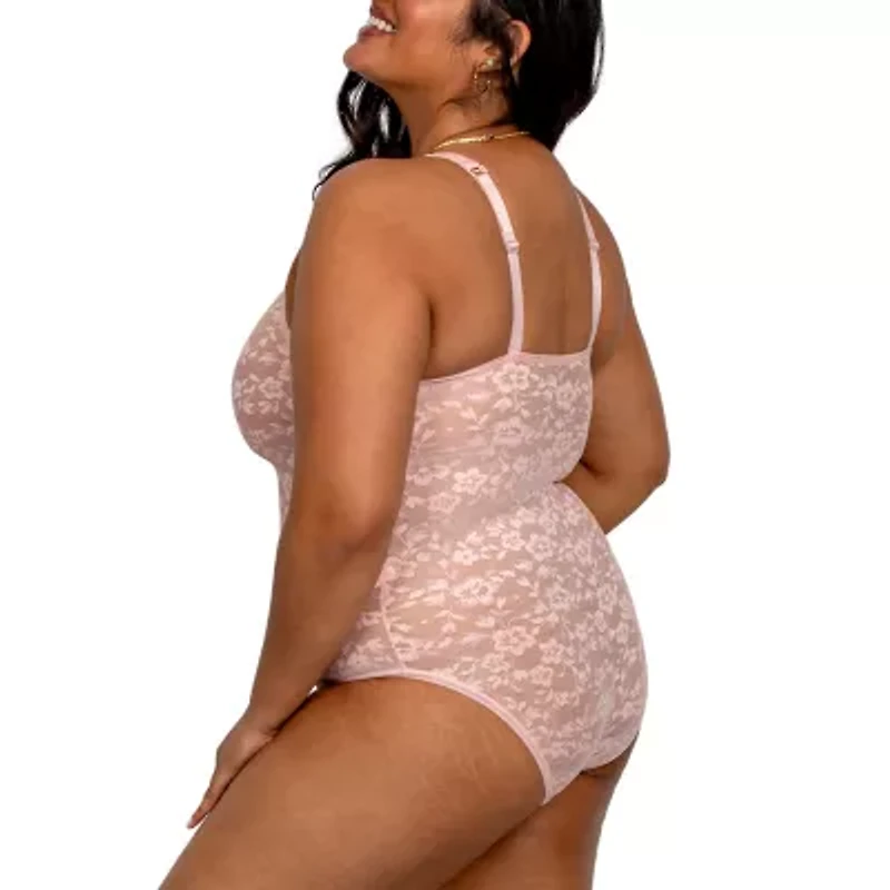 Curvy Couture No Show Lace Bodysuit- 1604