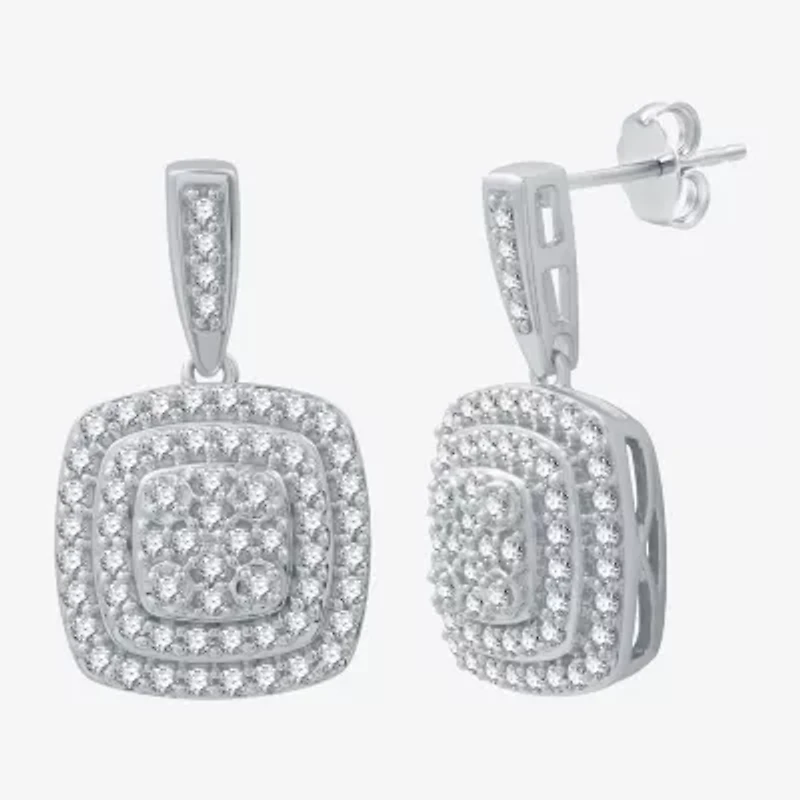 Womens 2 CT. T.W. Lab Grown White Diamond Sterling Silver Cushion 3-pc. Jewelry Set