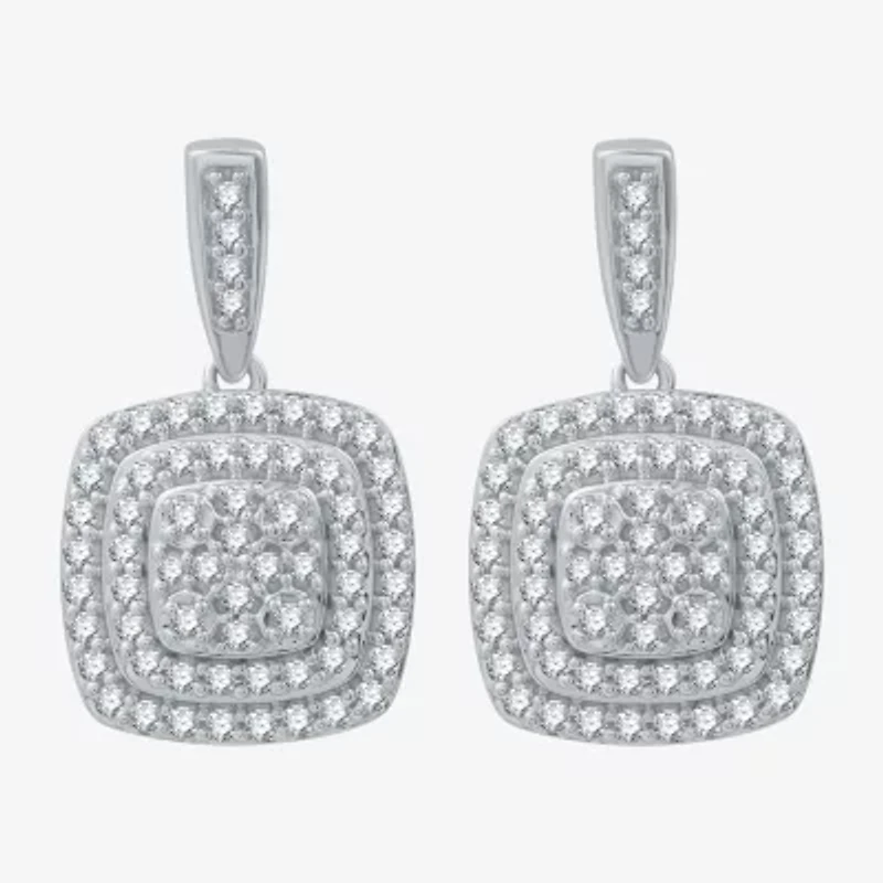 Womens 2 CT. T.W. Lab Grown White Diamond Sterling Silver Cushion 3-pc. Jewelry Set