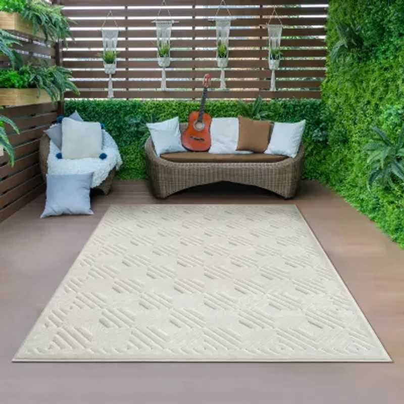 Alina Bel Geometric Indoor Outdoor Rectangular Area Rug