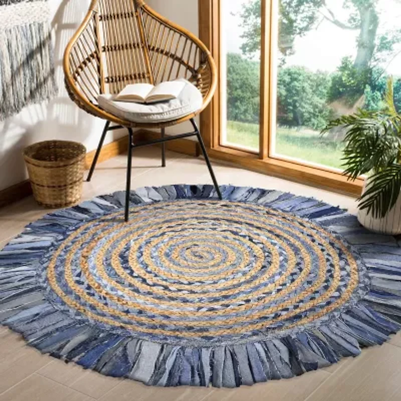 Brynn Avril Bordered Braided Stain Resistant Indoor Round Area Rug