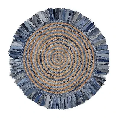 Brynn Avril Bordered Braided Stain Resistant Indoor Round Area Rug