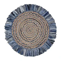 Brynn Avril Bordered Braided Stain Resistant Indoor Round Area Rug