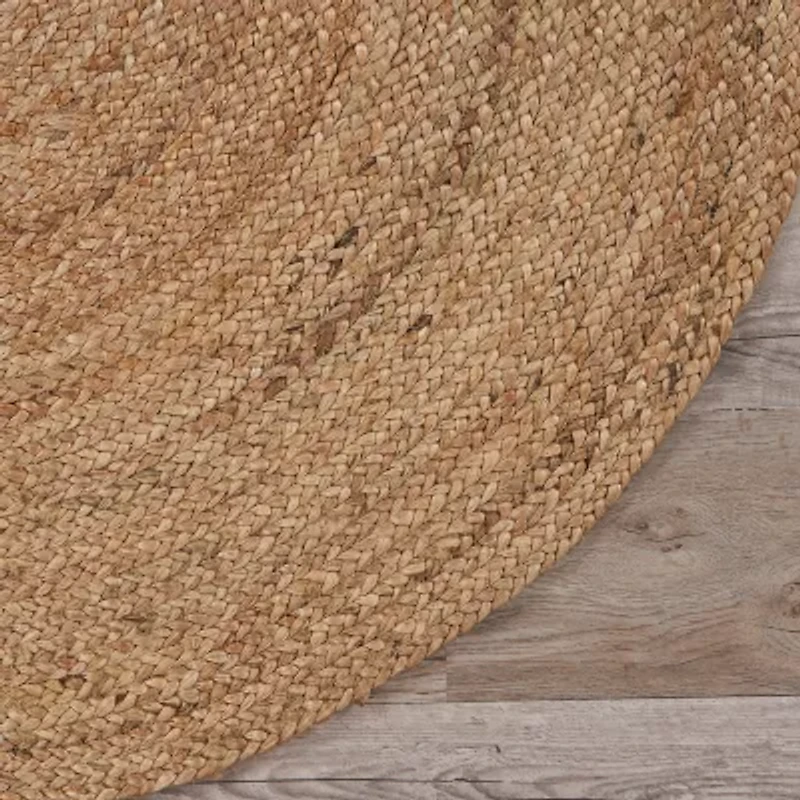 Brynn Cel Solid Braided Stain Resistant Indoor Round Area Rug