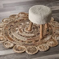 Brynn Eada Geometric Braided Stain Resistant Indoor Round Area Rug