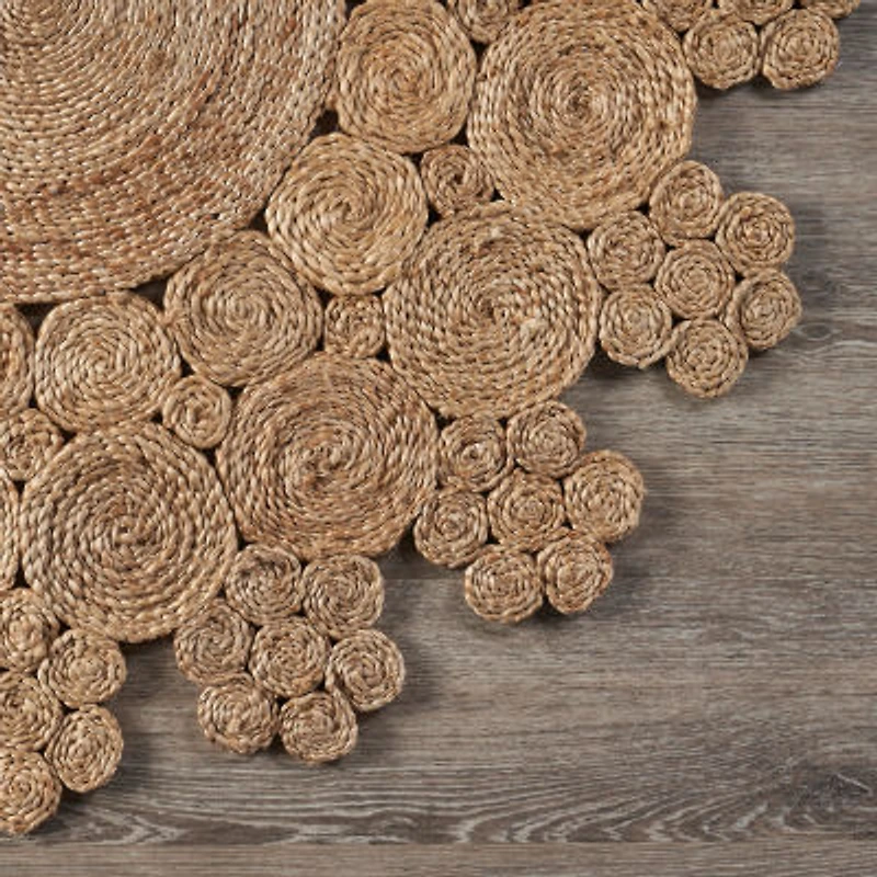 Brynn Iris Floral Braided Stain Resistant Indoor Round Area Rug