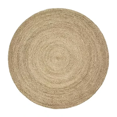 Brynn Mich Solid Braided Stain Resistant Indoor Round Area Rug