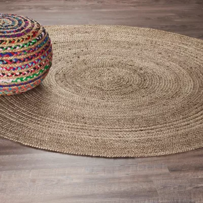 Brynn Mich Solid Braided Stain Resistant Indoor Round Area Rug