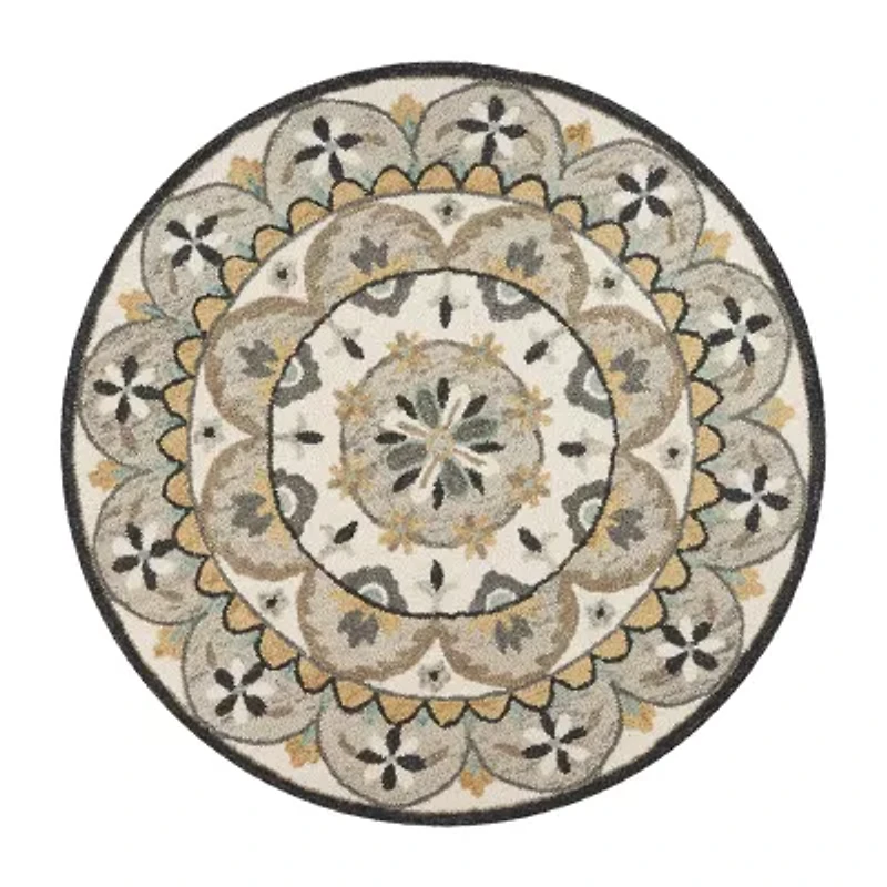 Daisy Dia Floral Hand Tufted Indoor Round Area Rug