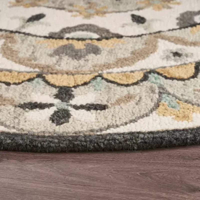 Daisy Dia Floral Hand Tufted Indoor Round Area Rug