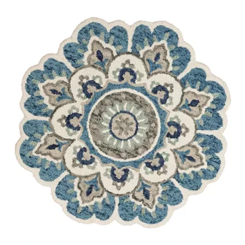 Daisy May Floral Hand Tufted Indoor Round Area Rug
