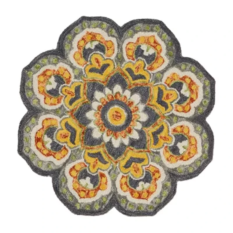 Daisy Bel Floral Hand Tufted Indoor Round Area Rug