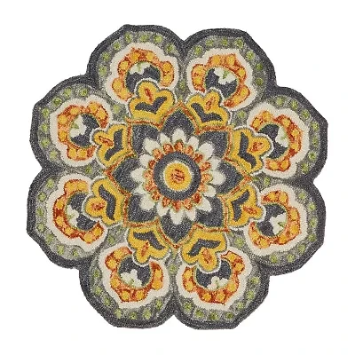 Daisy Bel Floral Hand Tufted Indoor Round Area Rug
