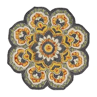 Daisy Bel Floral Hand Tufted Indoor Round Area Rug